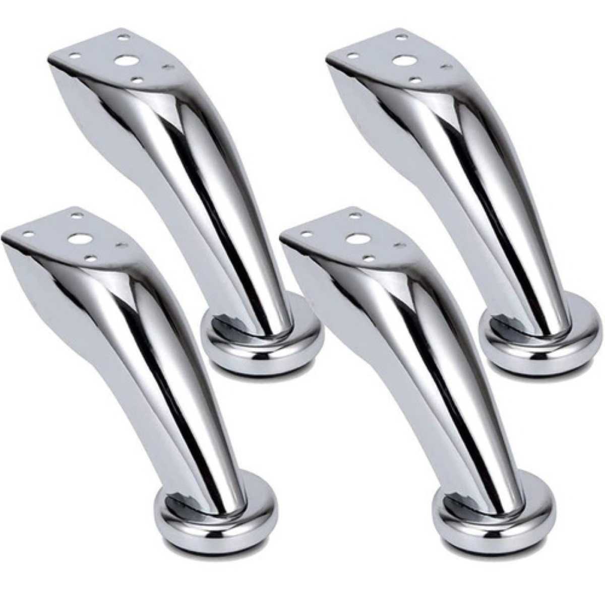 Patas Para Sofá Mueble Cama Curvas Cromo C/tornillos 4 Pzas PLATA 