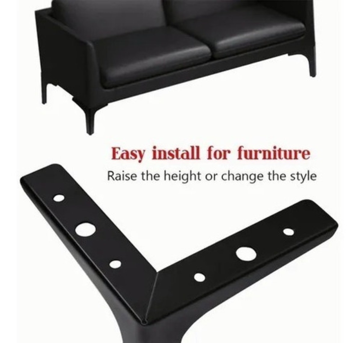 Patas De Muebles Elevadores De Cama Sofá Apilables 4 Pz 13 cm NEGRO