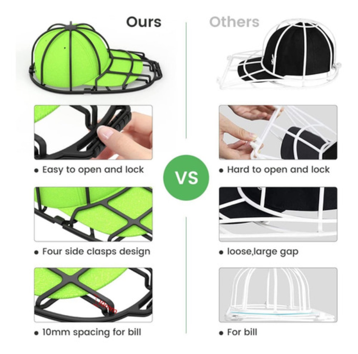 Protector De Gorras Para Lavarlas En Lavadora Sin Deformar NEGRO