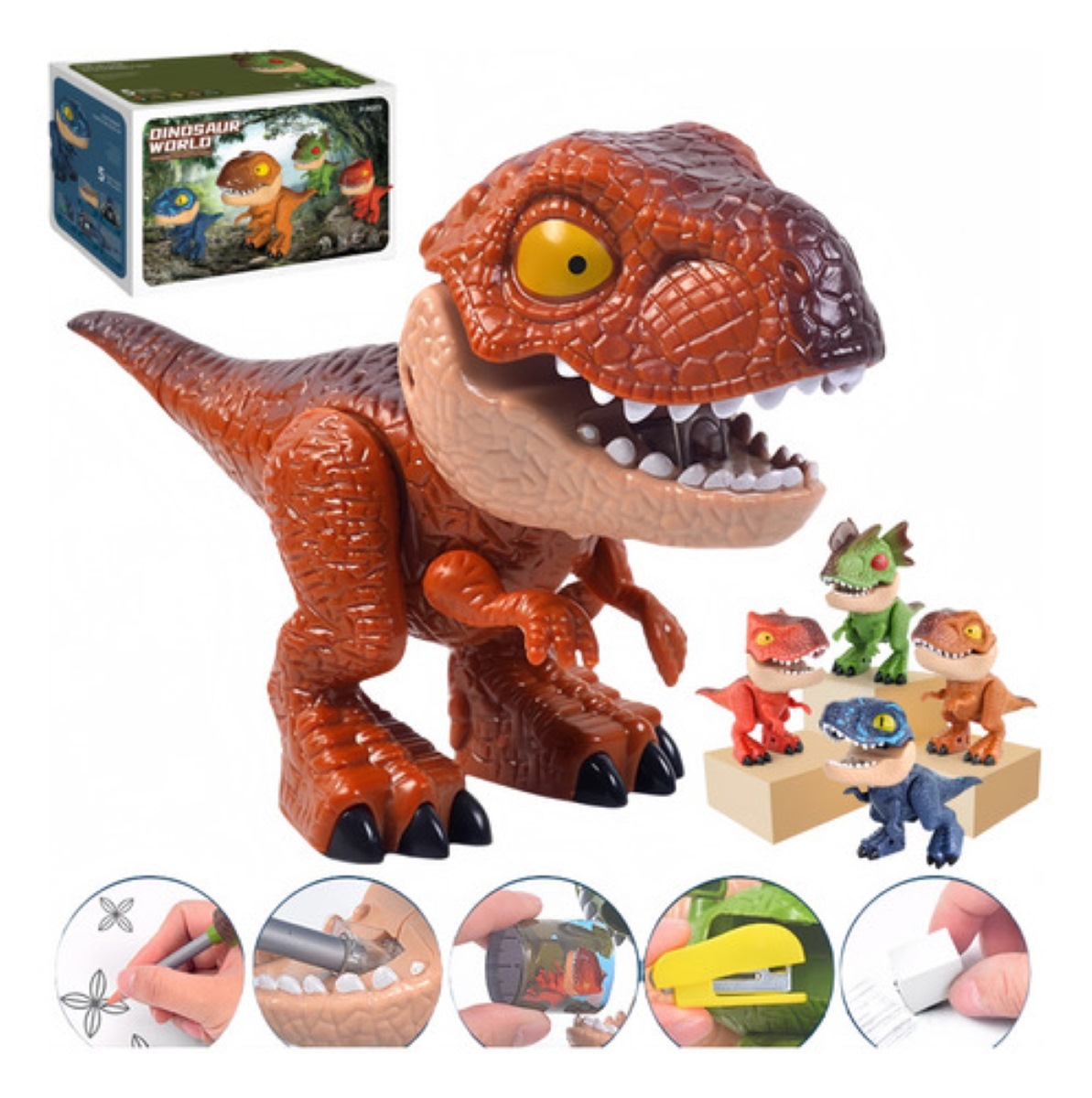 5 En 1 Sacapuntas Con Forma De Dinosaurio Útiles Escolares CAFE 