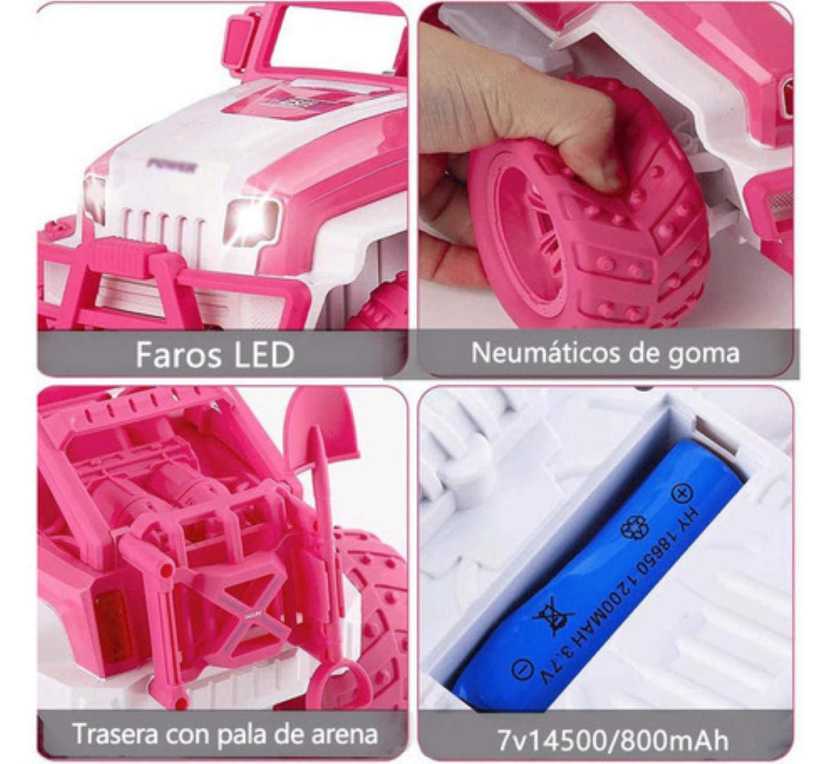 Coche De Juguete Teledirigido Recargable Camión Todoterreno Rosa
