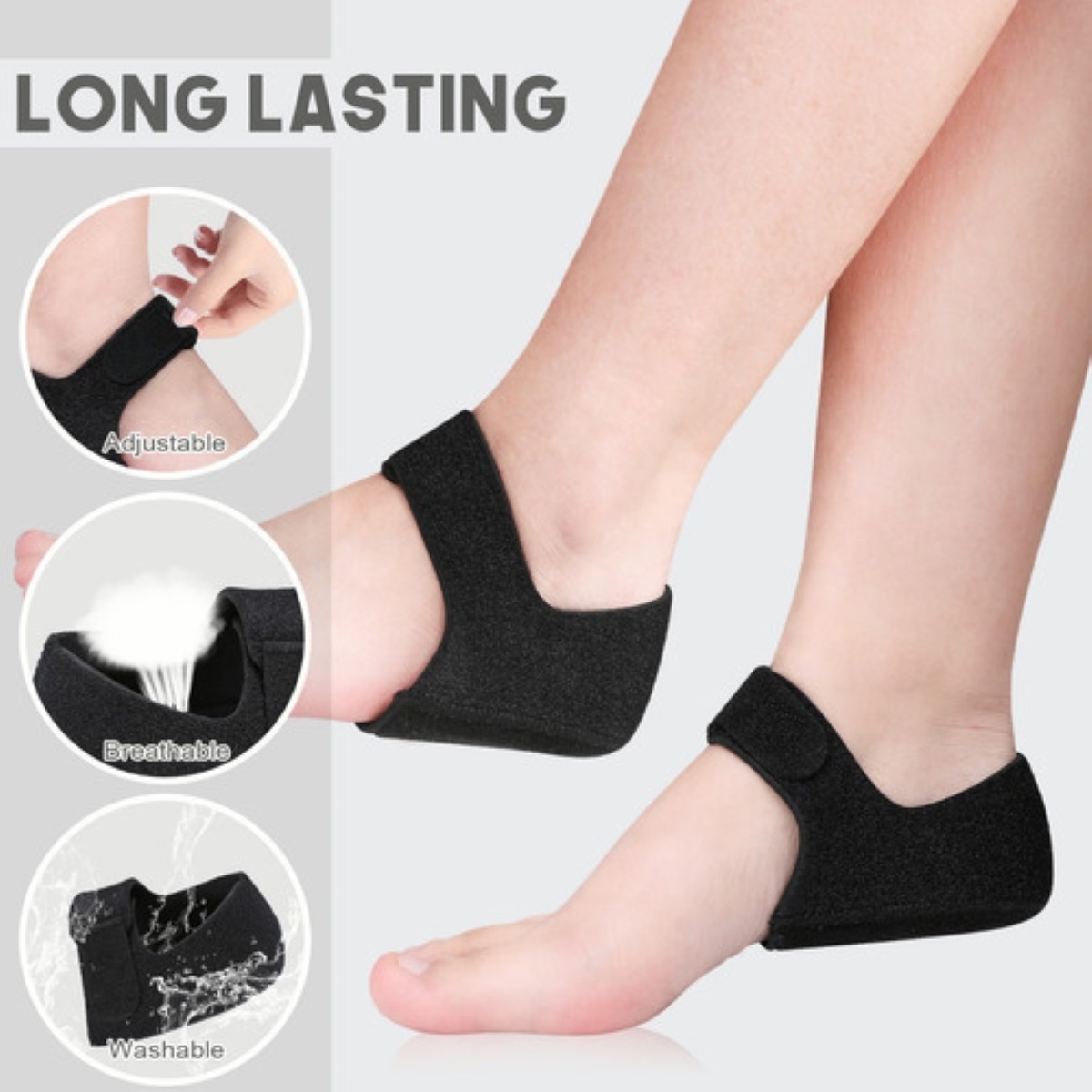 Pefetis Protectores De Taloneras Para Alivio De Talón Dolor negro