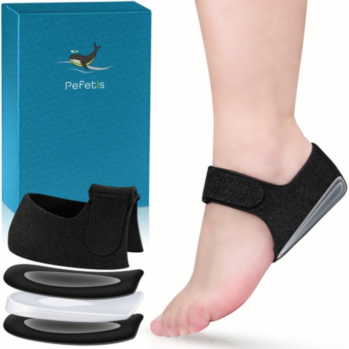 Pefetis Protectores De Taloneras Para Alivio De Talón Dolor negro