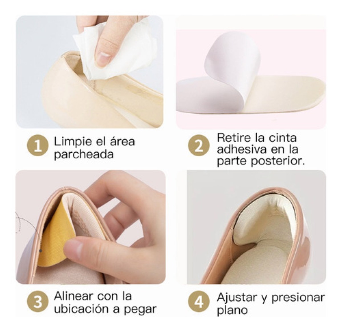 Protector Almohadilla Talón Plantilla Unisex Aumenta Altura nude