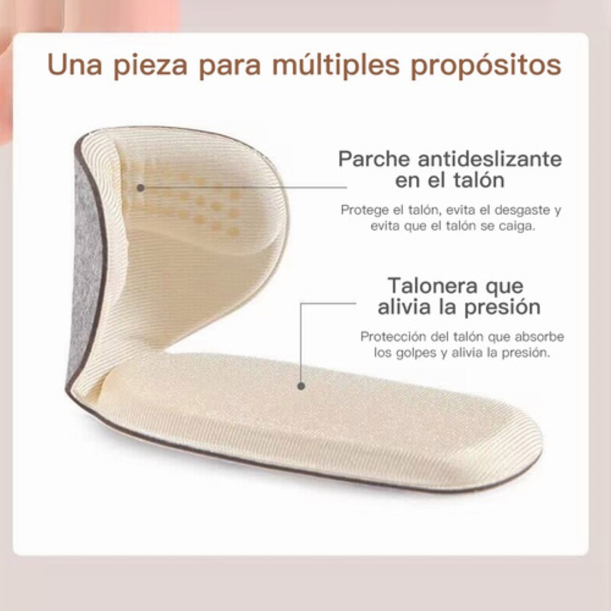 Protector Almohadilla Talón Plantilla Unisex Aumenta Altura nude