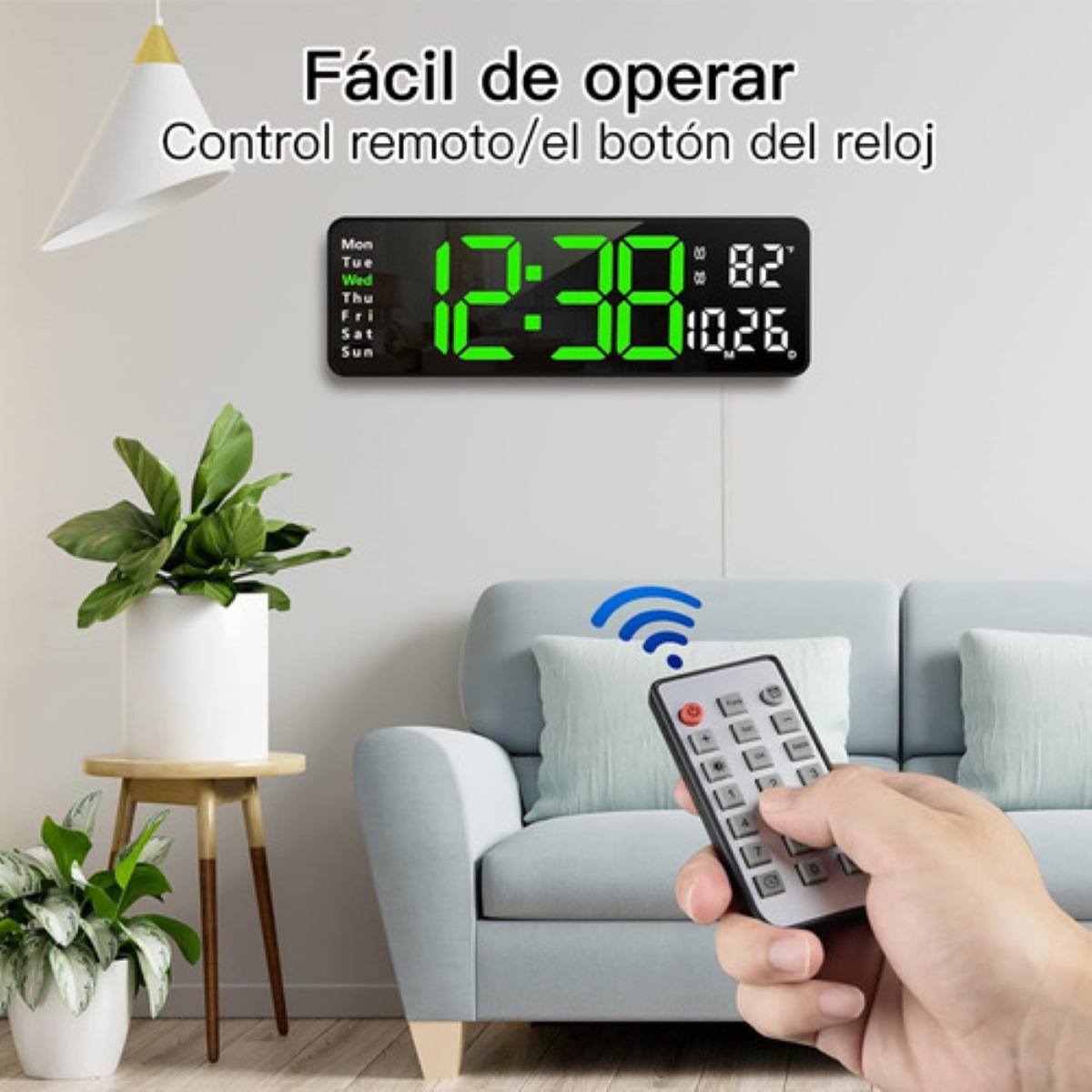 Reloj De Pared Digital Led Decorativo Con Termómetro Alarmas negro
