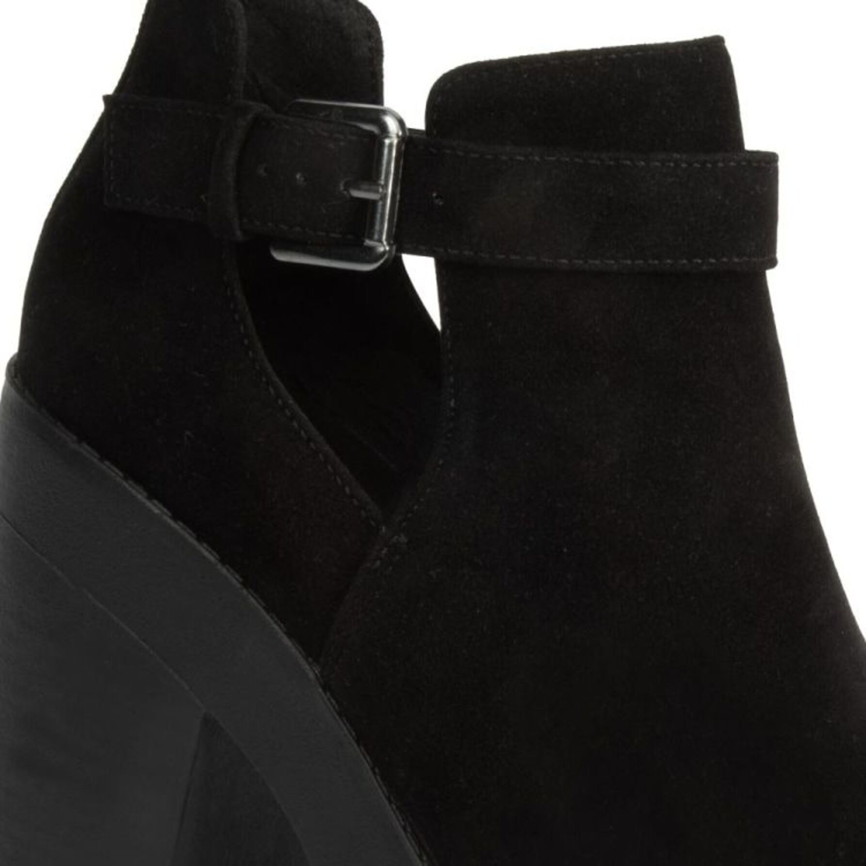 Botas para mujer, con plataforma, tacón alto y hebilla, acabado gamuza, color negro, marca Tierra Bendita, mod. 1142939