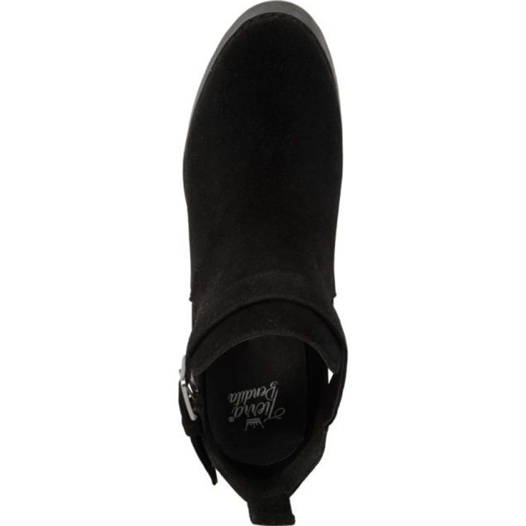 Botas para mujer, con plataforma, tacón alto y hebilla, acabado gamuza, color negro, marca Tierra Bendita, mod. 1142939