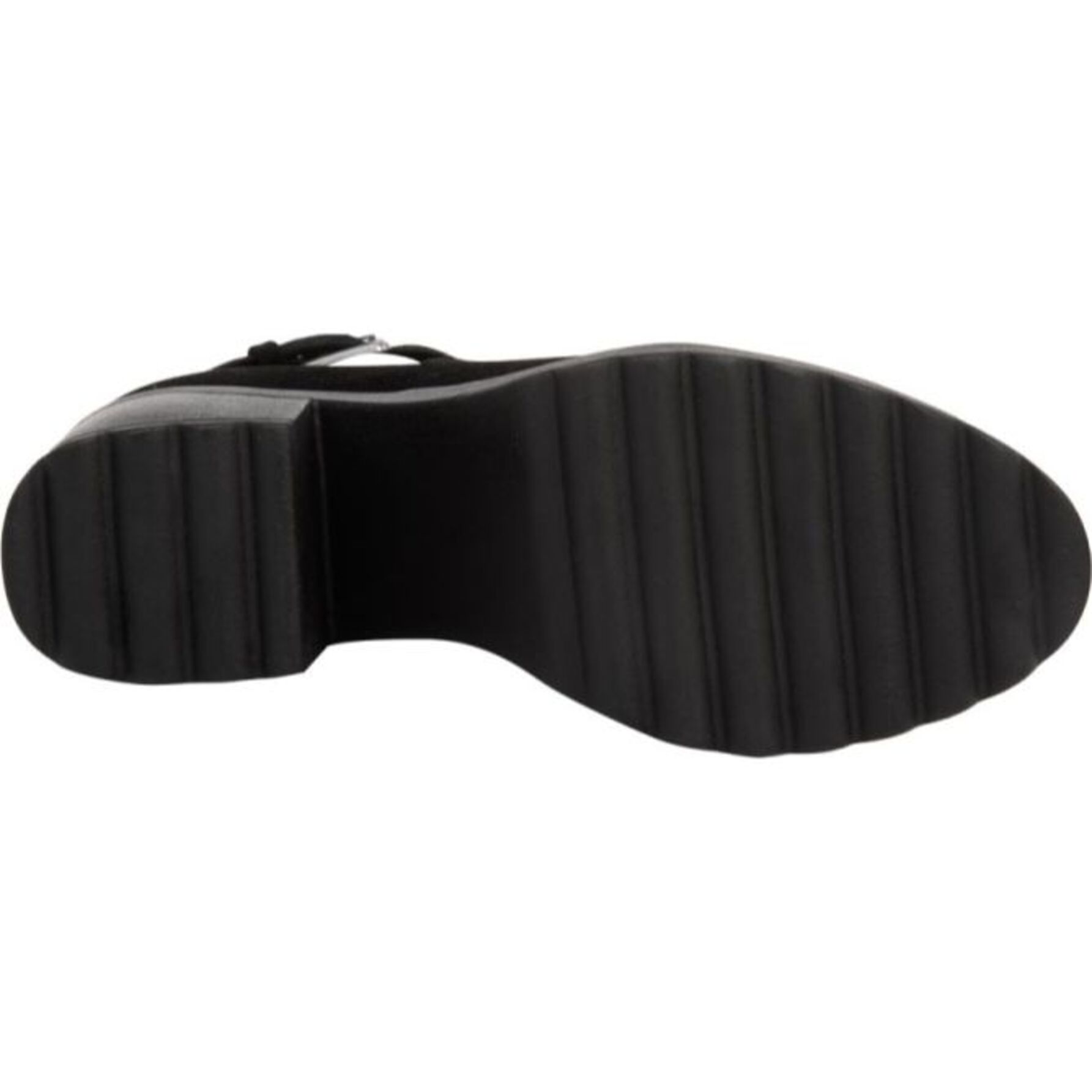 Botas para mujer, con plataforma, tacón alto y hebilla, acabado gamuza, color negro, marca Tierra Bendita, mod. 1142939
