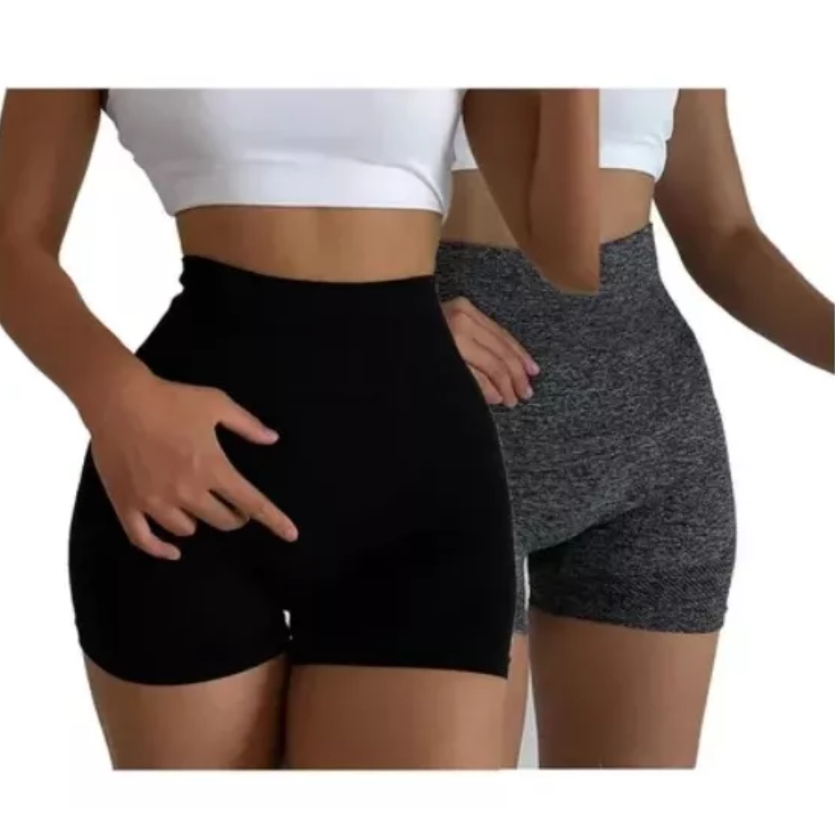 2pzs Short De Licra Para Mujer Fitness Sports Sexy Negro/Gris Talla: L/XL