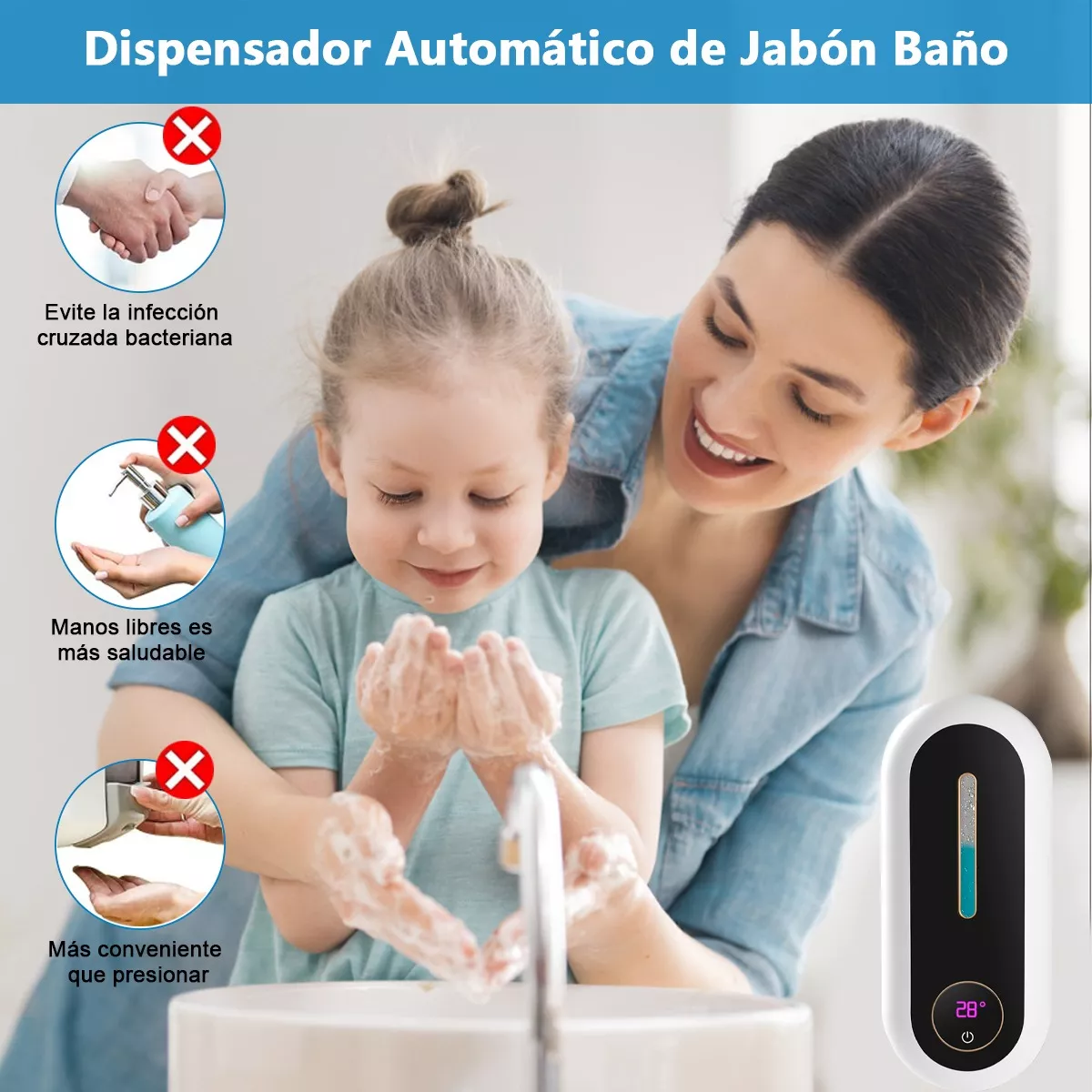 Dispensador Jabón Automático Despachador De Gel Baño 300ml