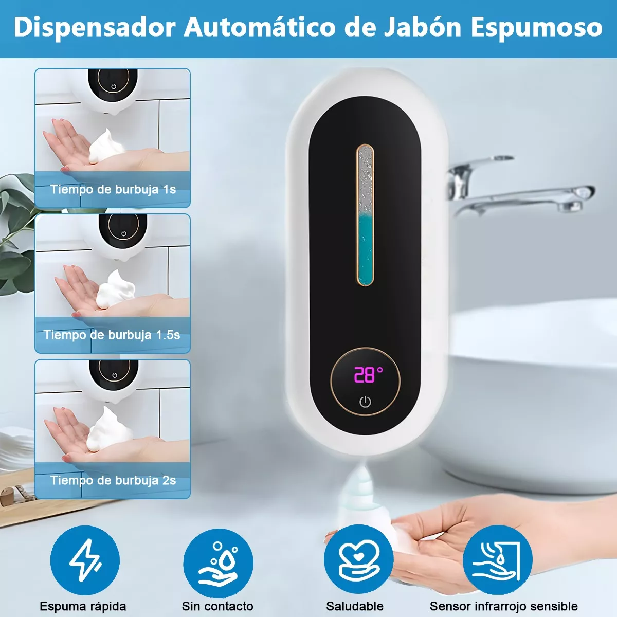 Dispensador Jabón Automático Despachador De Gel Baño 300ml