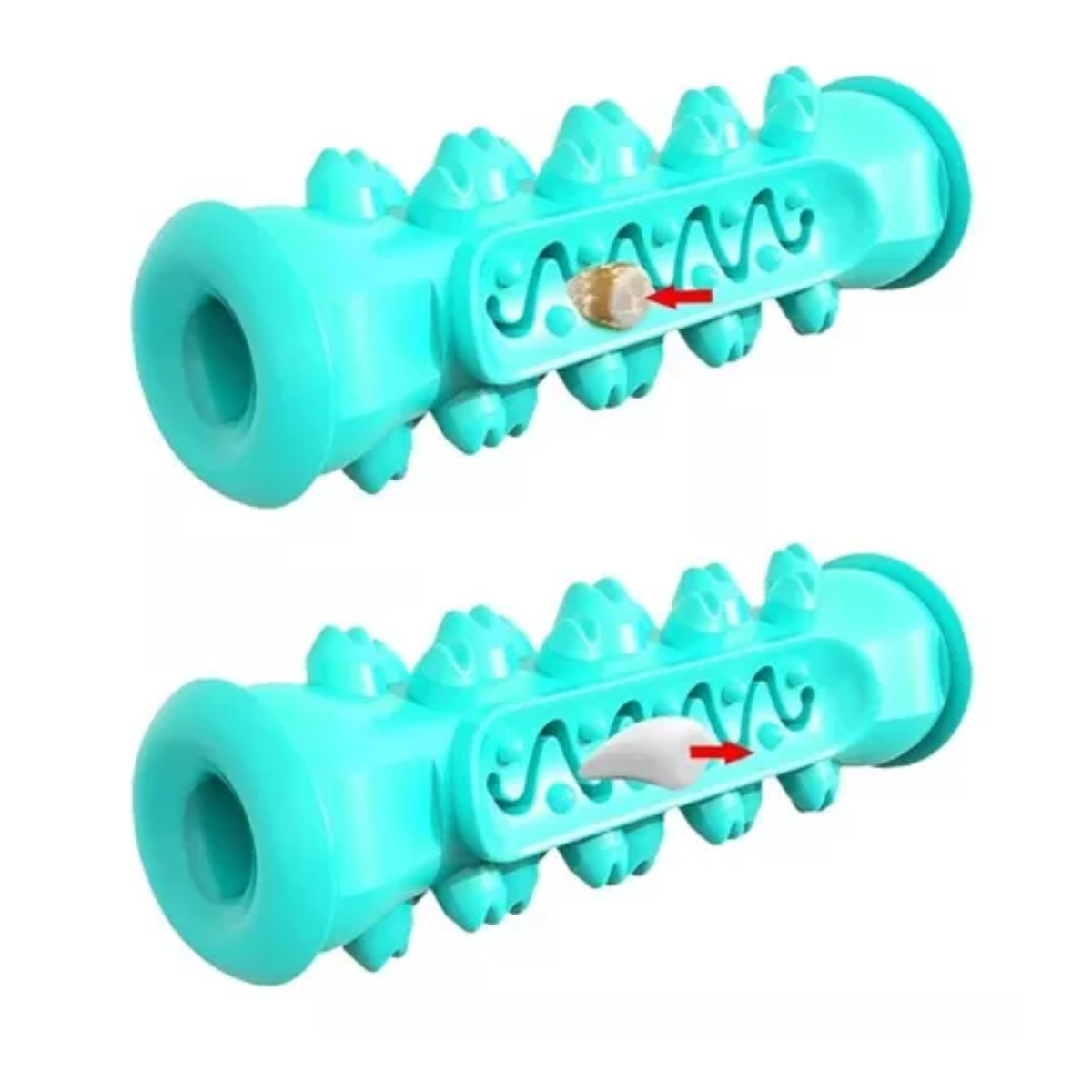 Mordedera para perro limpia dientes juguete doble rellenable Turquesa