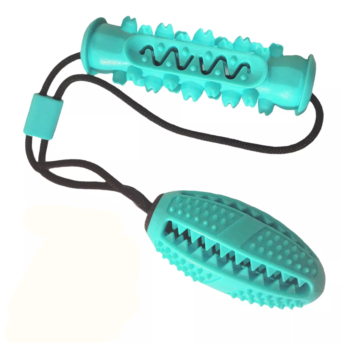 Mordedera para perro limpia dientes juguete doble rellenable Turquesa