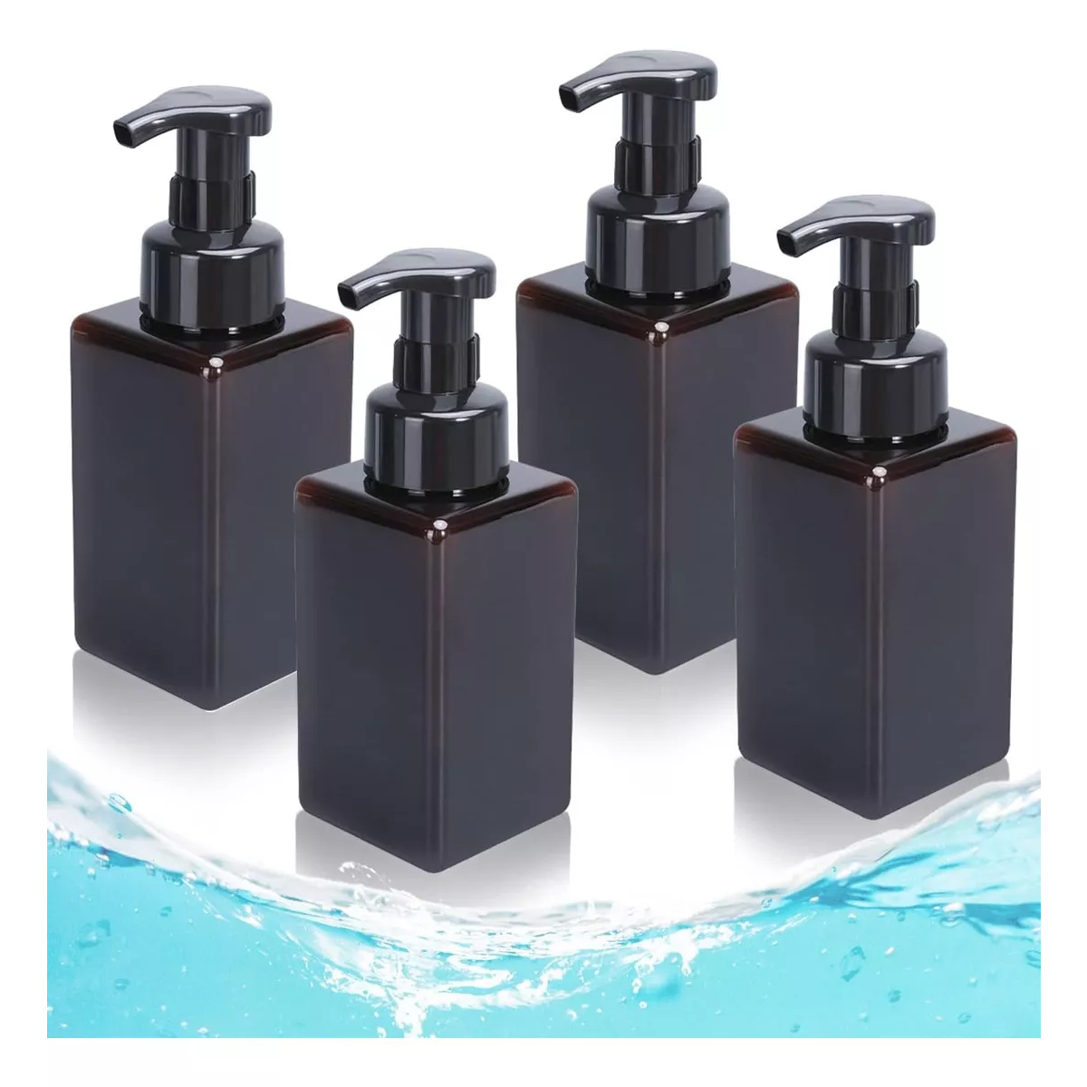 Dispensador Shampoo De 650ml Marrón Para Baño, 4 Piezas