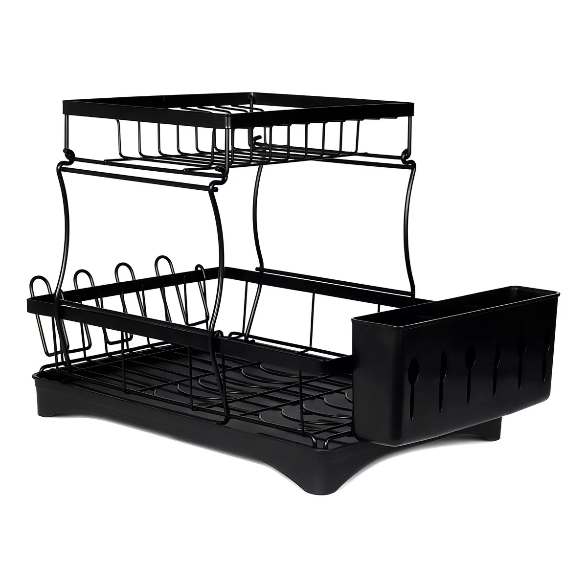 Escurridor De Platos Acero Inoxidable Ajustable Drenaje 360° Color Negro