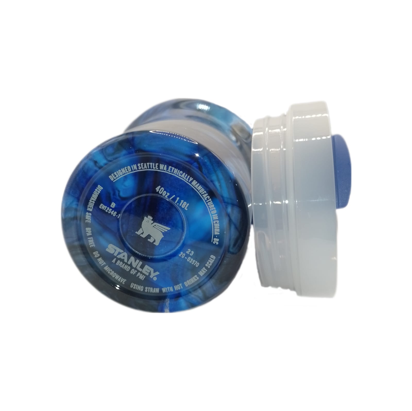 Vaso Termo Acero Color Azul Rey Espejo Marmoleado 1.19L Stanley Flowstate Quencher Tumbler 40oz