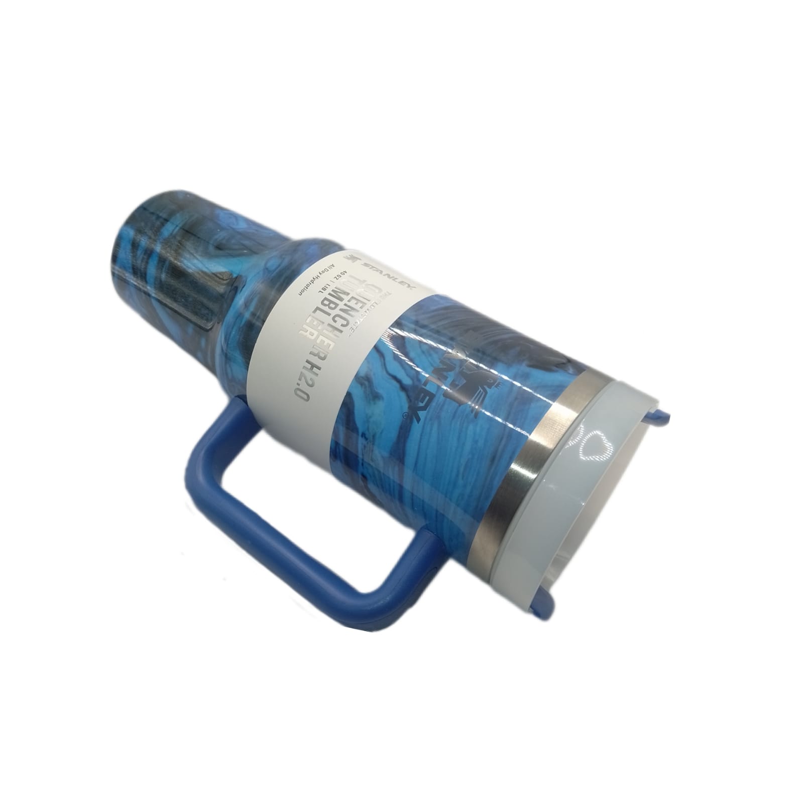 Vaso Termo Acero Color Azul Rey Espejo Marmoleado 1.19L Stanley Flowstate Quencher Tumbler 40oz
