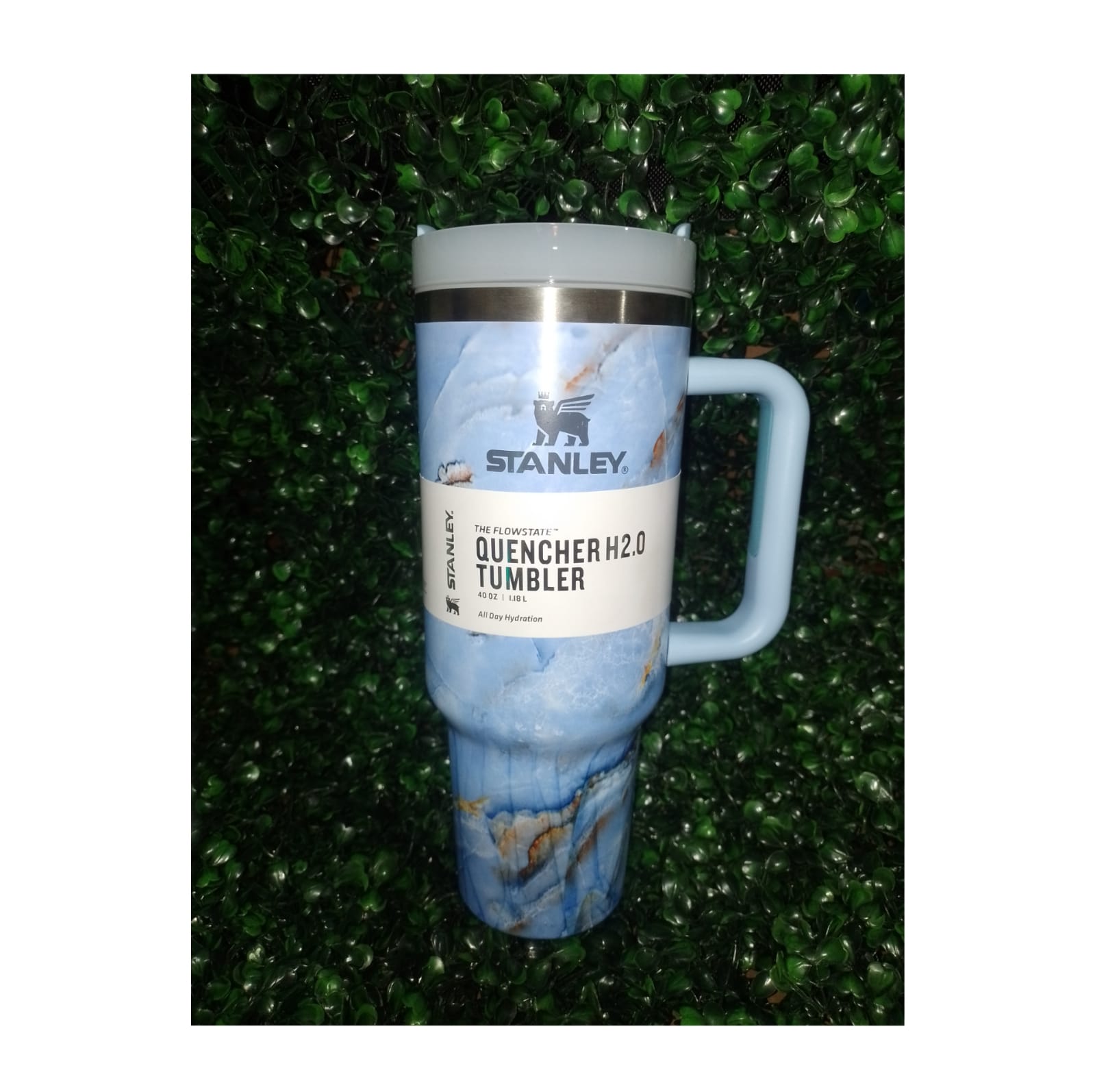 Vaso Termo Acero Color Azul Mate Marmoleado 1.19L Stanley Flowstate Quencher Tumbler 40oz 