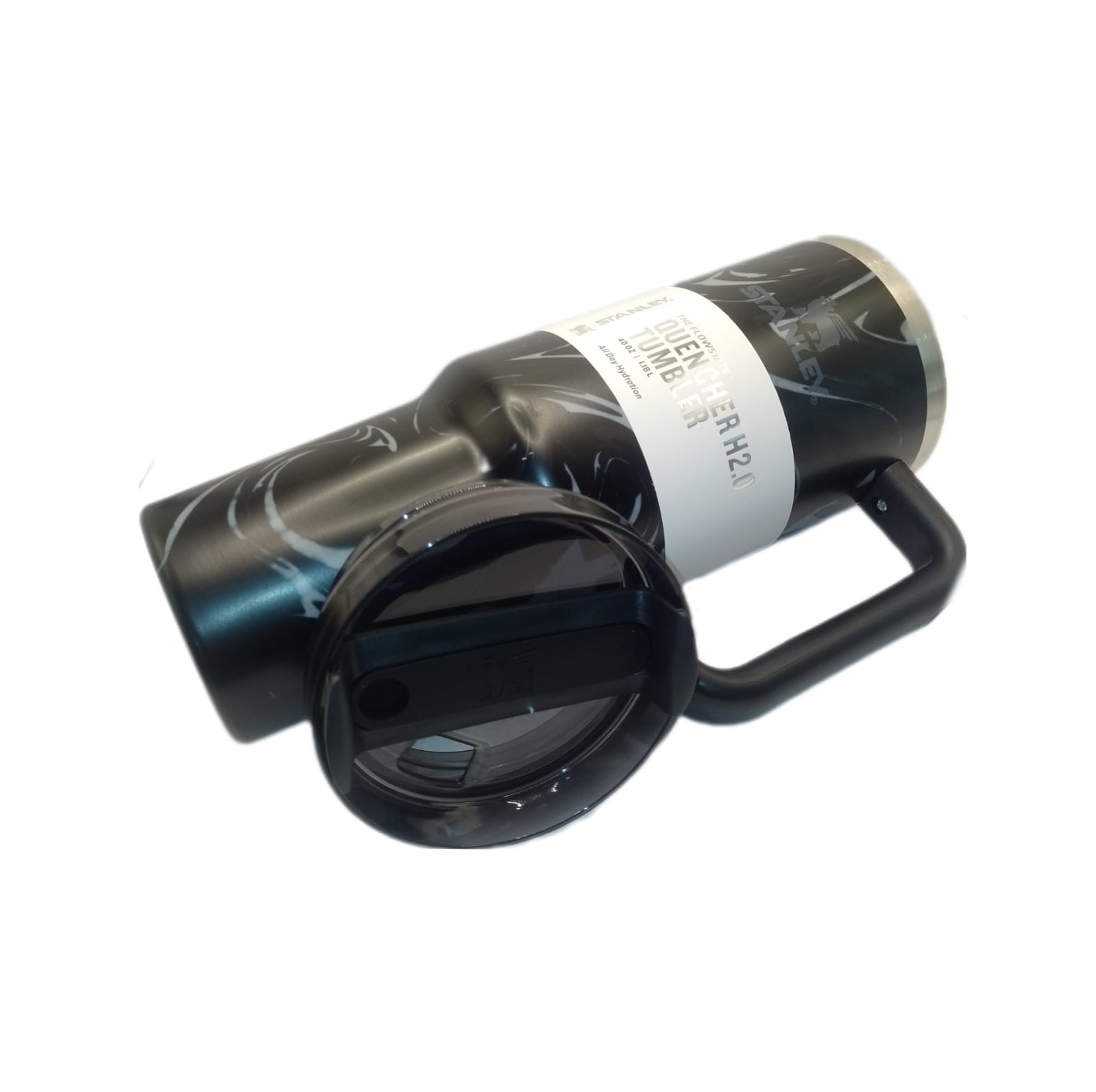 Vaso Termo Acero Color Negro Mate Marmoleado 1.19L Stanley Flowstate Quencher Tumbler 40oz