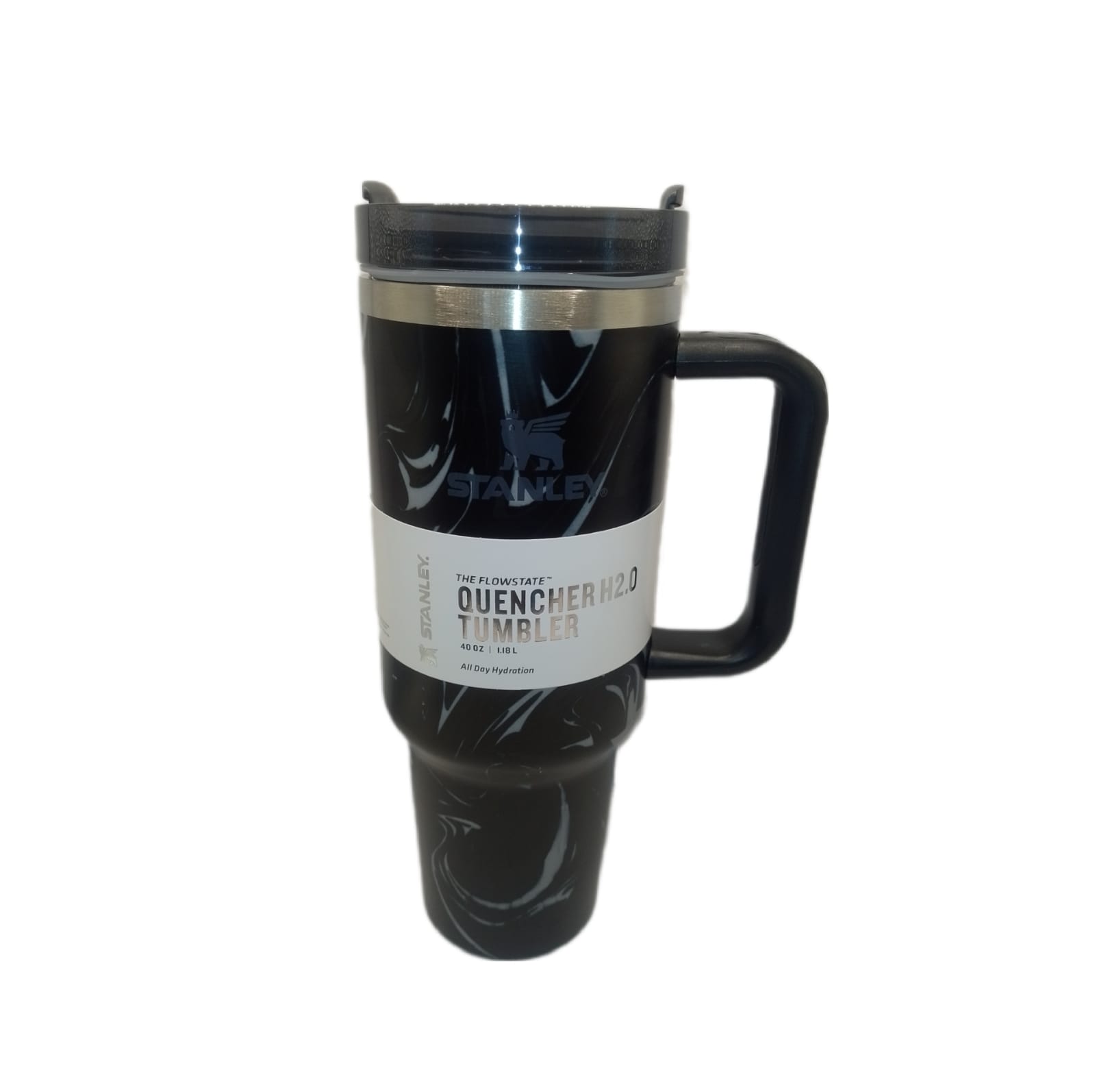 Vaso Termo Acero Color Negro Mate Marmoleado 1.19L Stanley Flowstate Quencher Tumbler 40oz