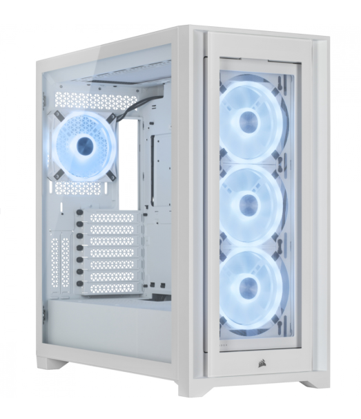 Gabinete Corsair iCUE 5000X QL con Ventana RGB, Midi-Tower, ATX, USB C 3.0/3.1, sin Fuente, Blanco.
