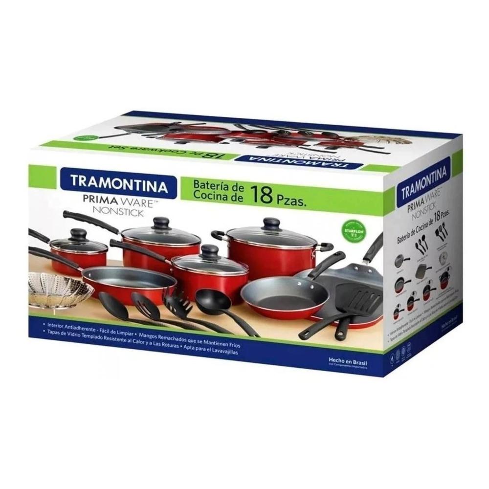 Batería De Cocina Primaware Rojo 18 Piezas Tramontina