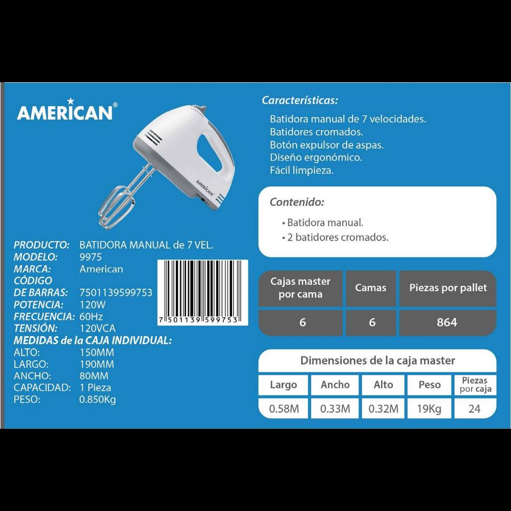 Batidora De Mano American 9975 7 Velocidades