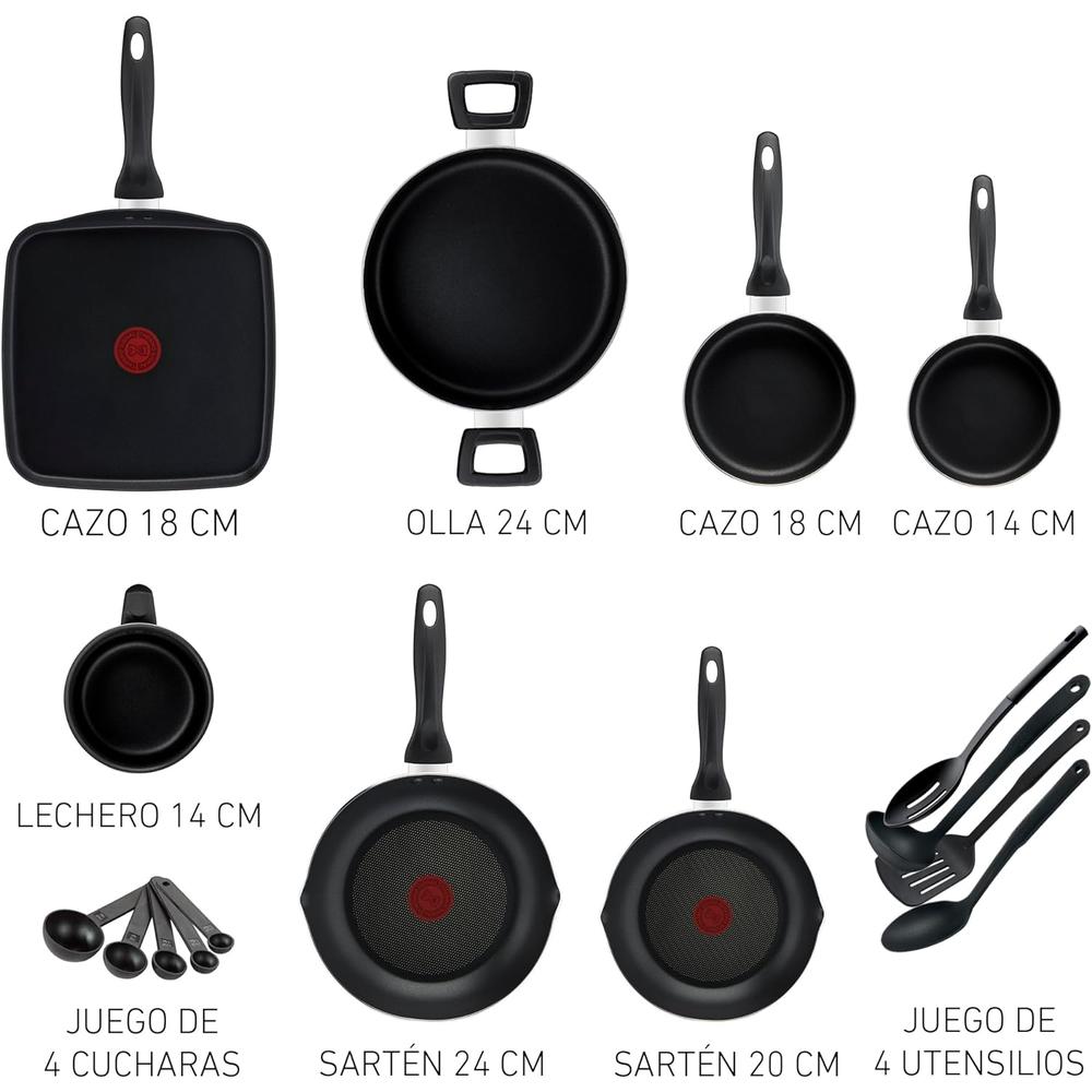BATERIA DE COCINA T-FAL EASY CARE B466SK84 20 PIEZAS ANTIADHERENTE