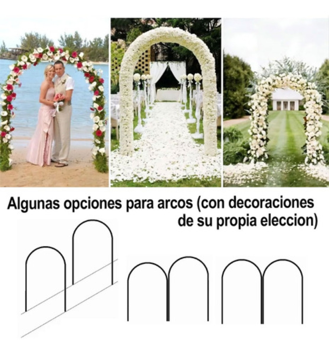 Arco De Boda Decoracion Plantas Fiesta Metal Con Base 2.4m negro