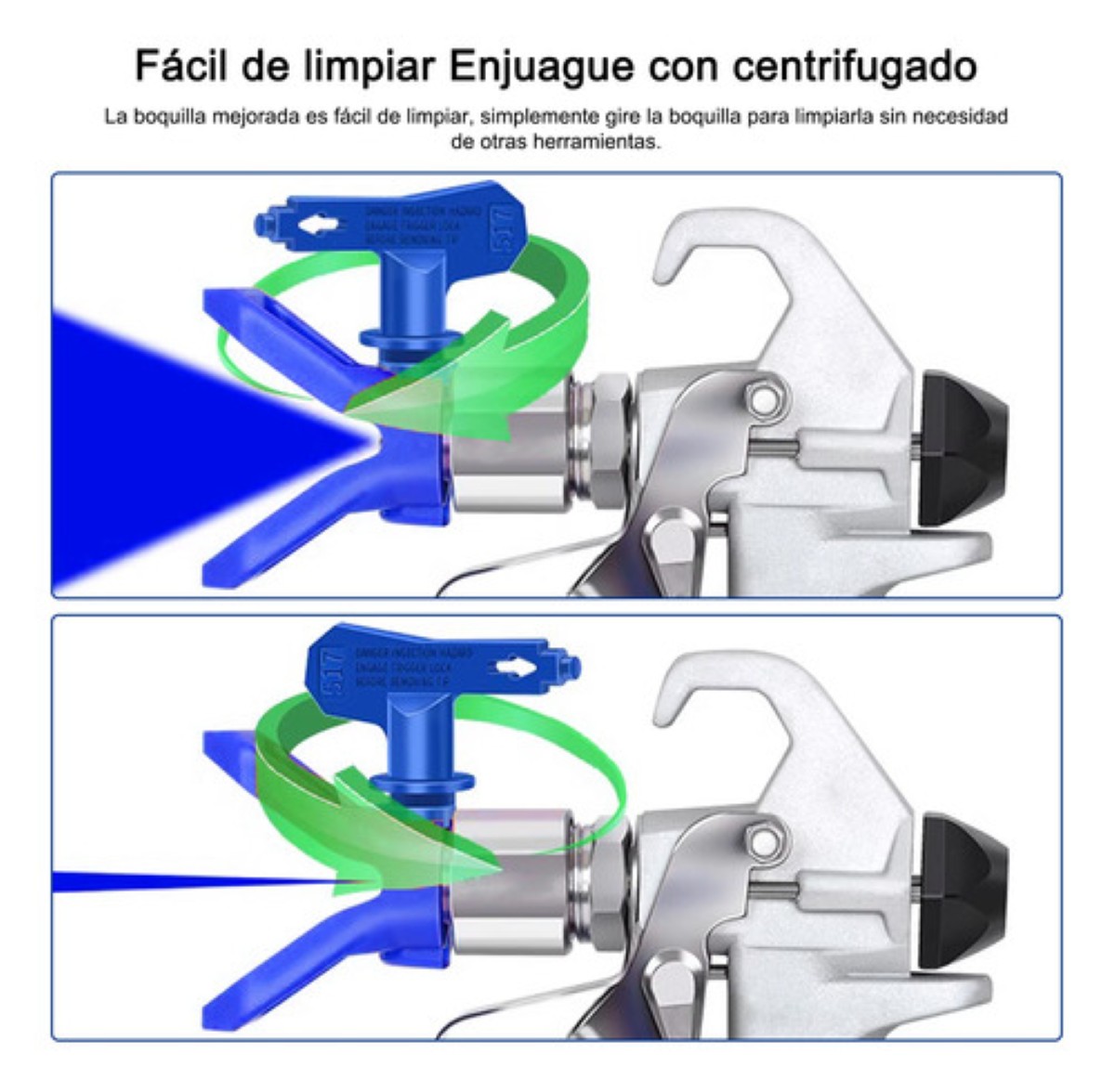 Juego De Boquillas De Pintura Sin Aire Puntas De Pistolas plata azul