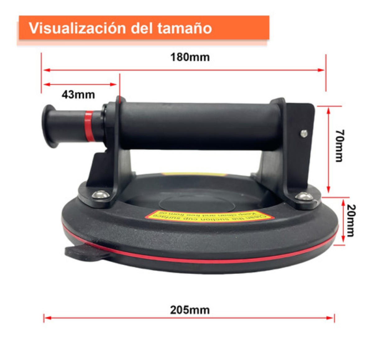 Disco De Vacío Neumático Negro 200 Kg, 8 PuLG. negro