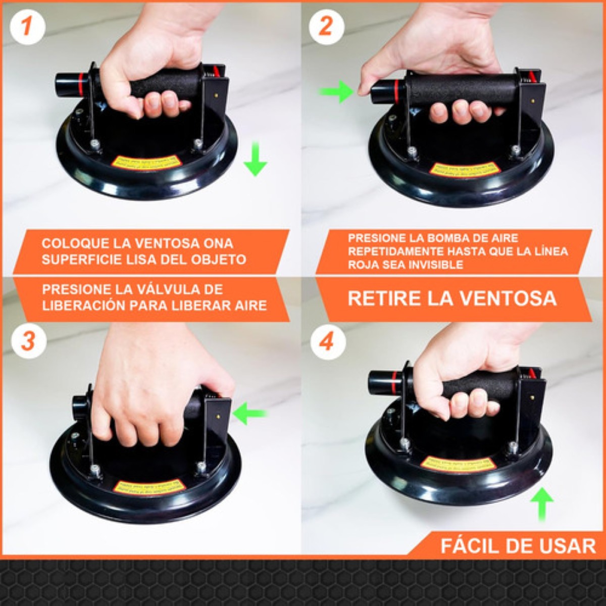 Disco De Vacío Neumático Negro 200 Kg, 8 PuLG. negro