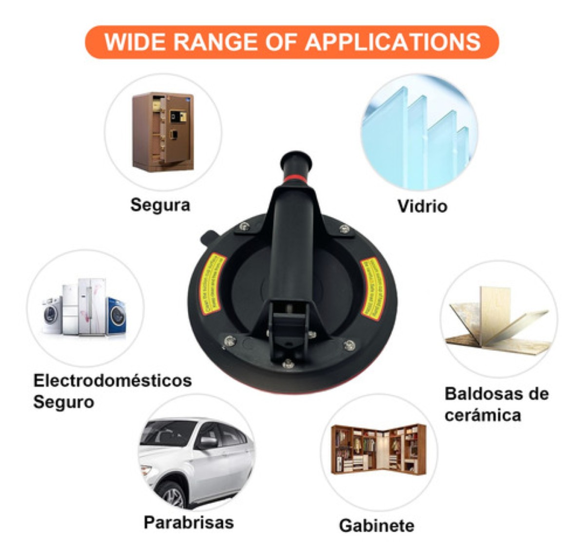 Disco De Vacío Neumático Negro 200 Kg, 8 PuLG. negro