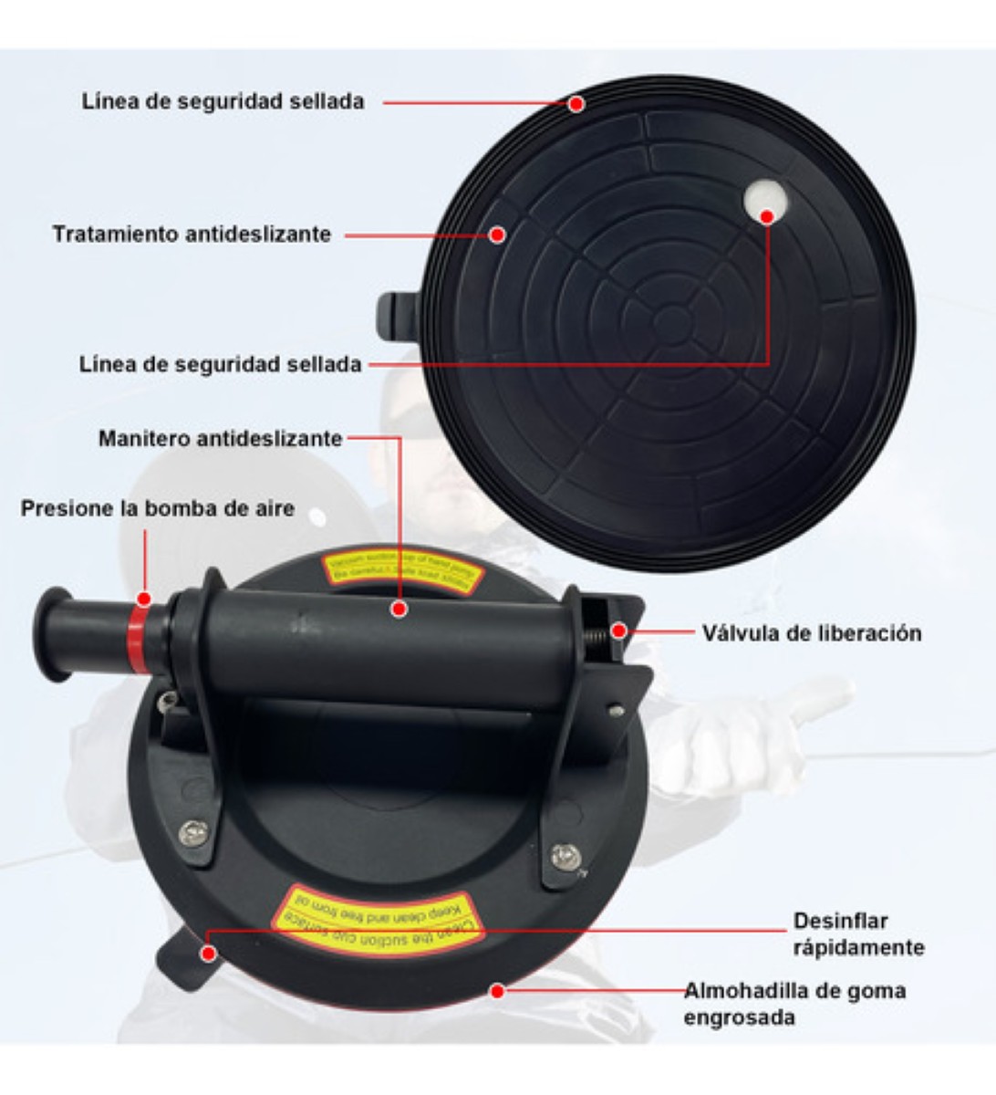 Disco De Vacío Neumático Negro 200 Kg, 8 PuLG. negro