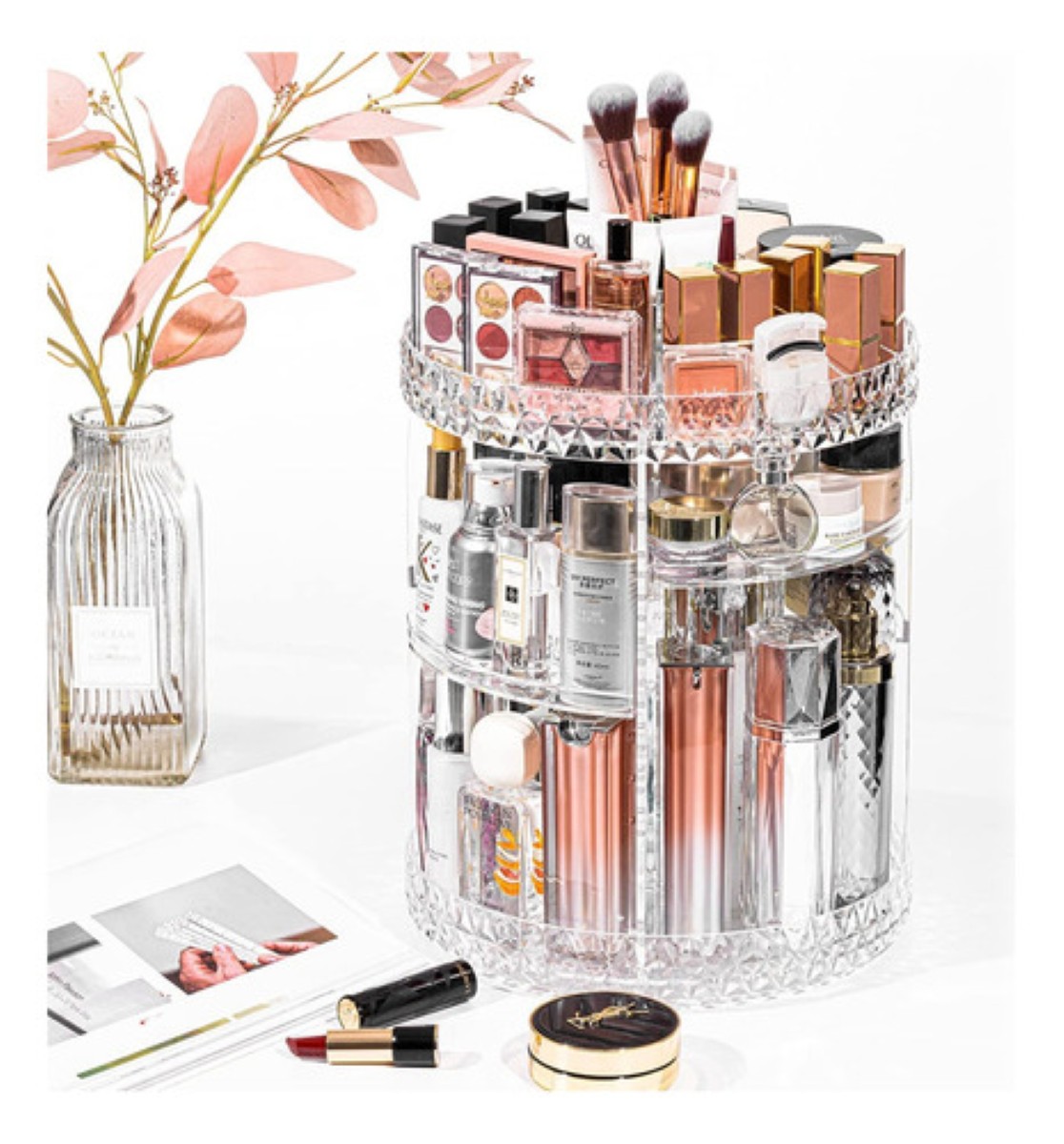 Organizador De Maquillaje Giratorio 360° 4 Niveles Multiusos TRANSPARENTE