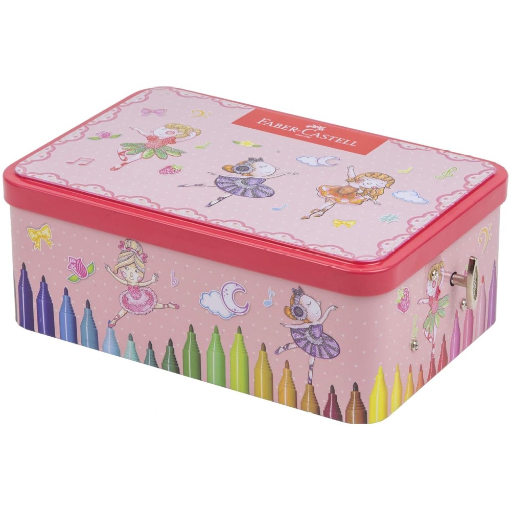 Faber-Castell Connector Pen Ballerina, 33 Plumones Caja Metálica Musical
