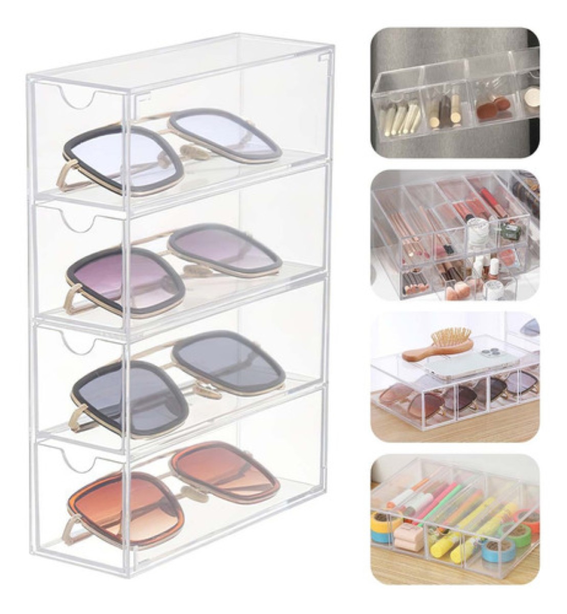 Organizador De Maquillaje Y Lentes De Sol Caja De Almacenar TRNSPARENTE