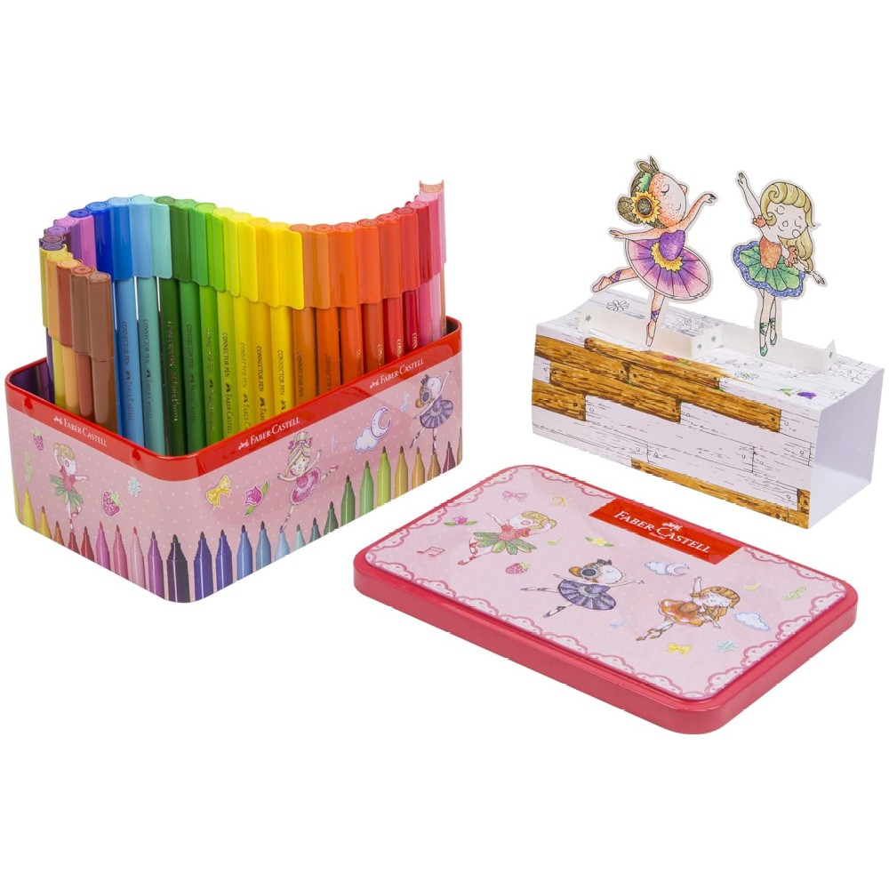 Faber-Castell Connector Pen Ballerina, 33 Plumones Caja Metálica Musical