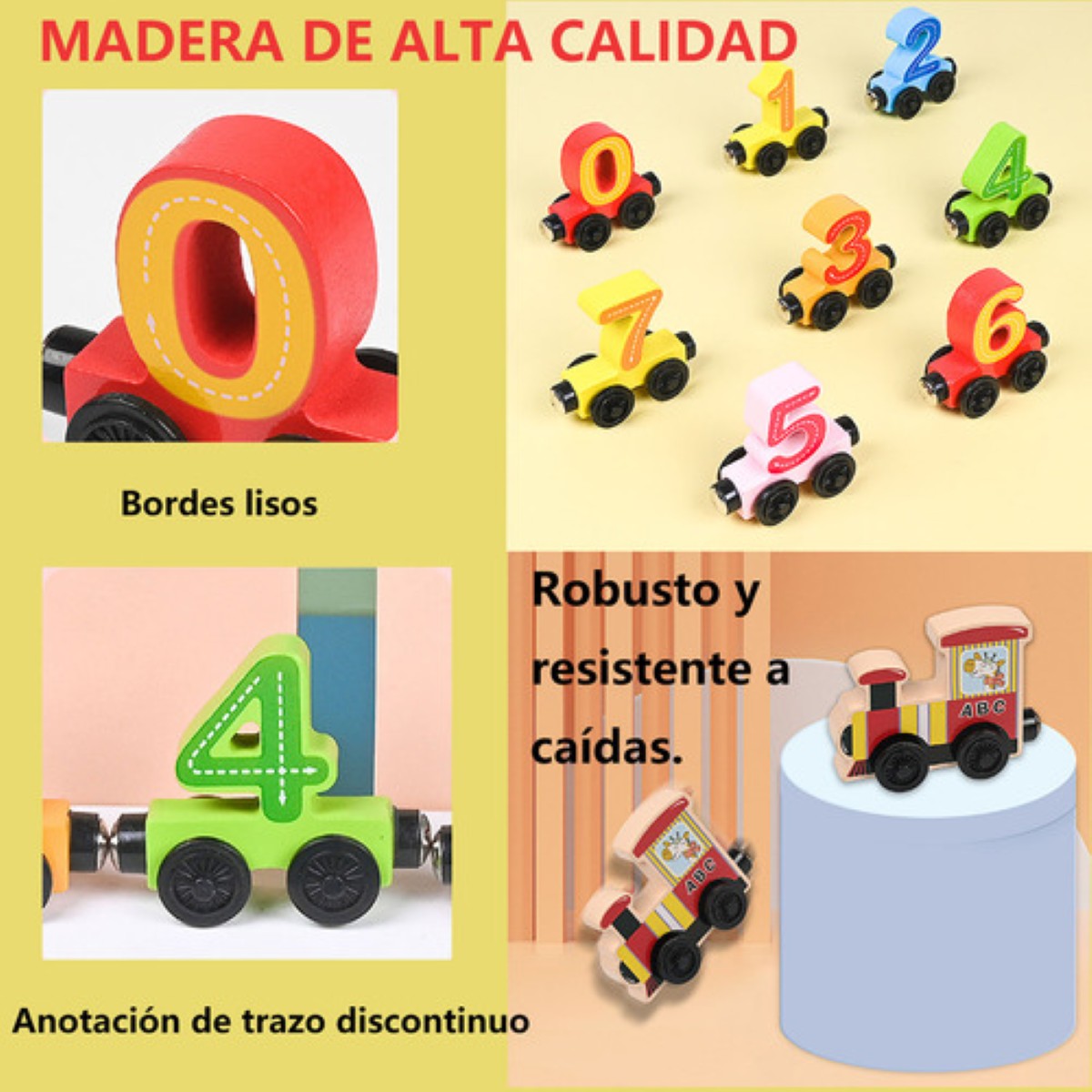 Juguetes Didacticos Coche Magnético Digital De Madera 0-10 colores