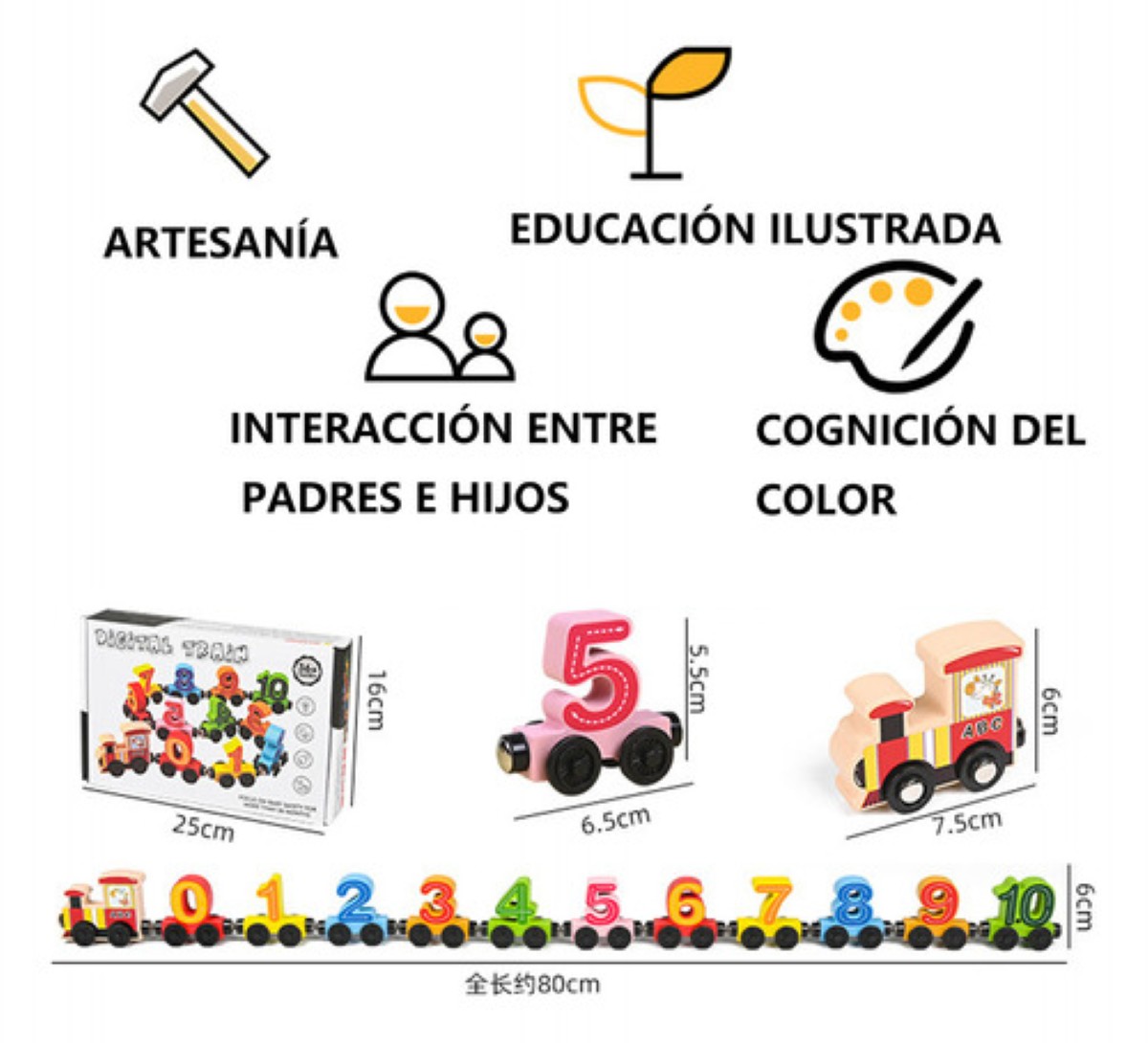 Juguetes Didacticos Coche Magnético Digital De Madera 0-10 colores