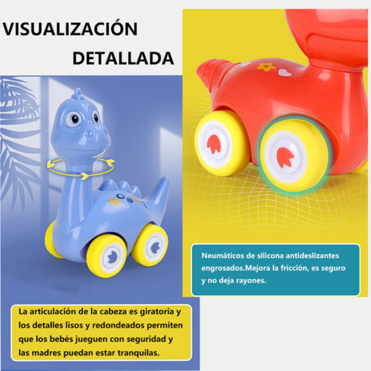 Juguetes De Dinosaurios Coche Para Niños 6pcs colores