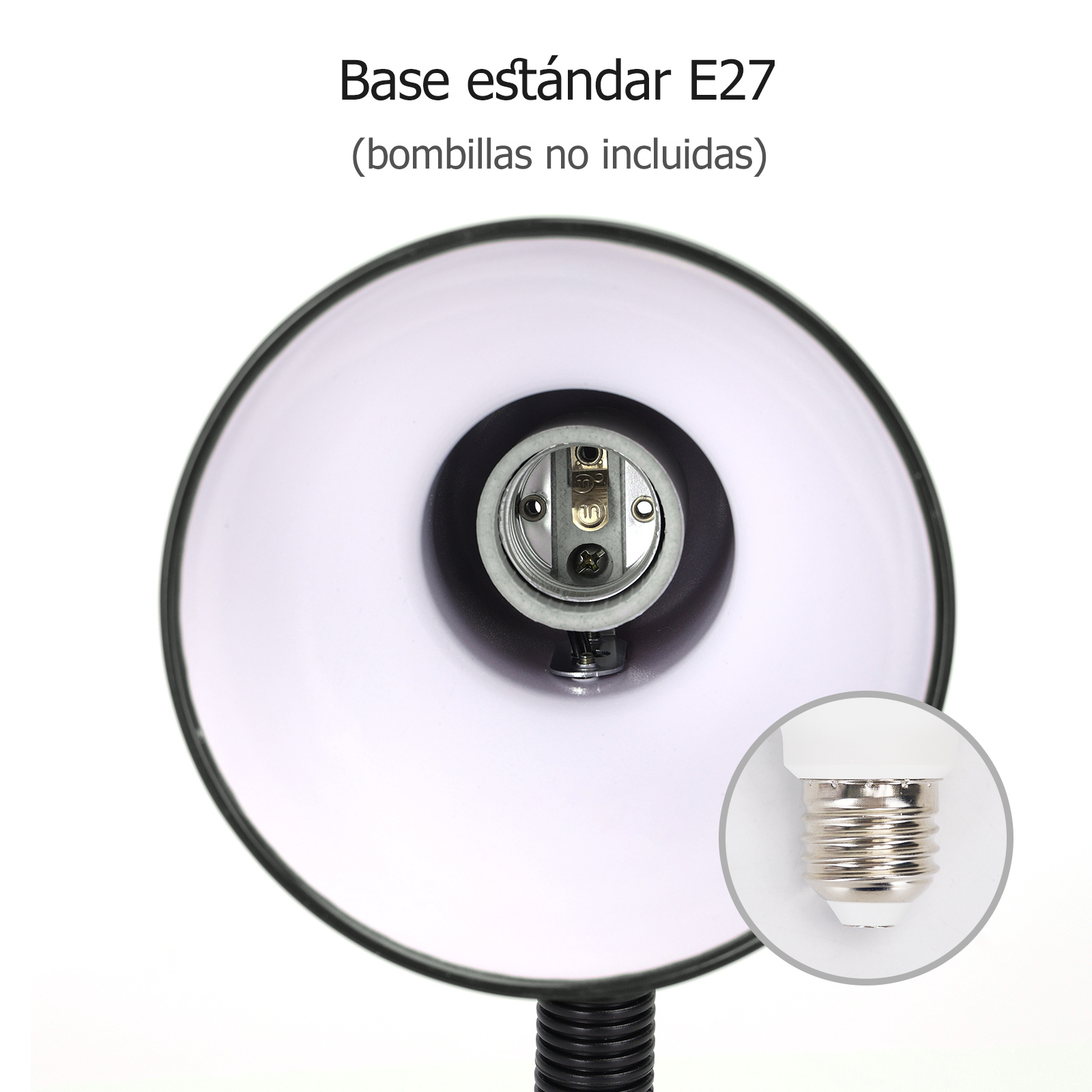  lámpara de mesa para lectura ajustable 360°, compatible con bombillas de casquillo E27, ideal para oficina o lectura, Aigostar