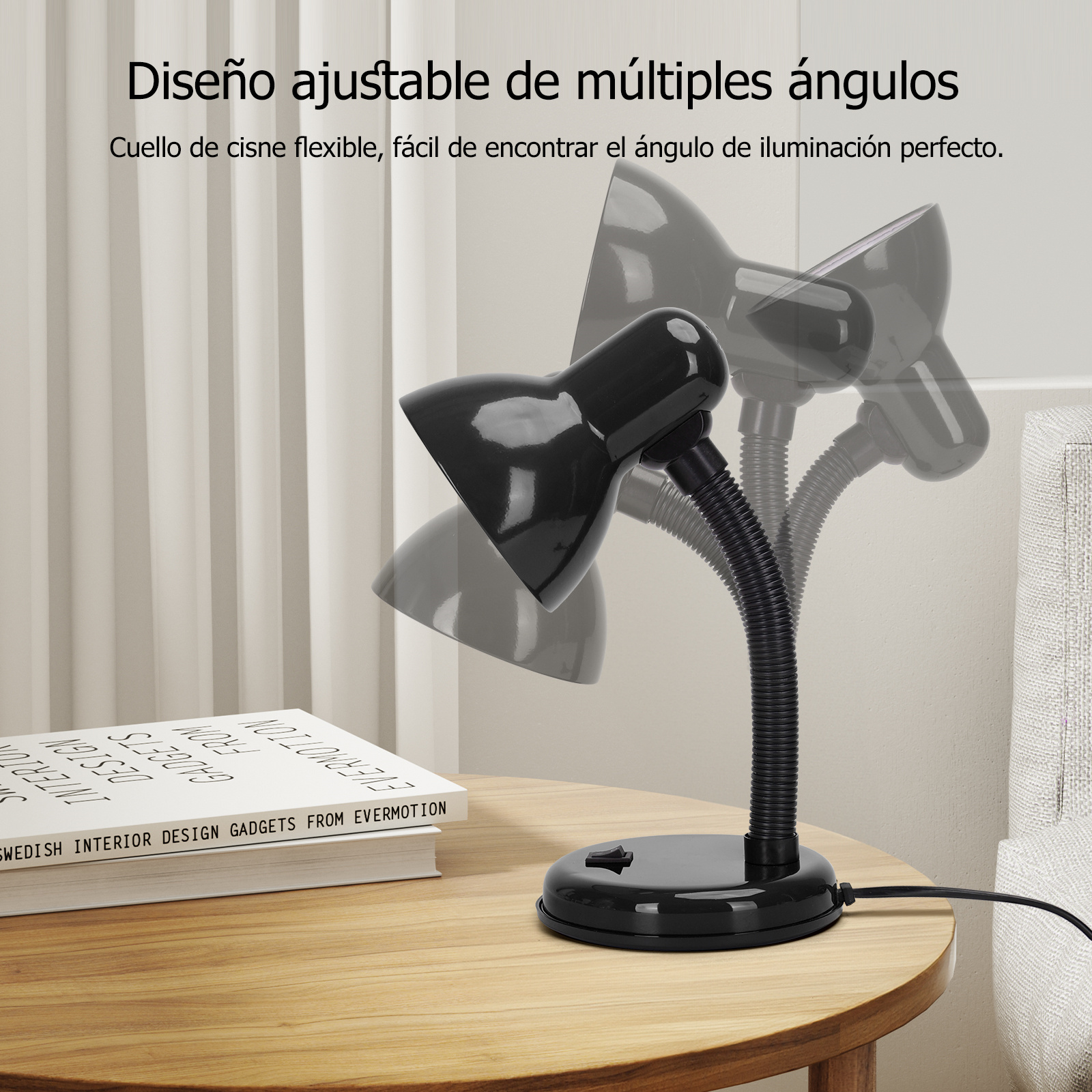  lámpara de mesa para lectura ajustable 360°, compatible con bombillas de casquillo E27, ideal para oficina o lectura, Aigostar