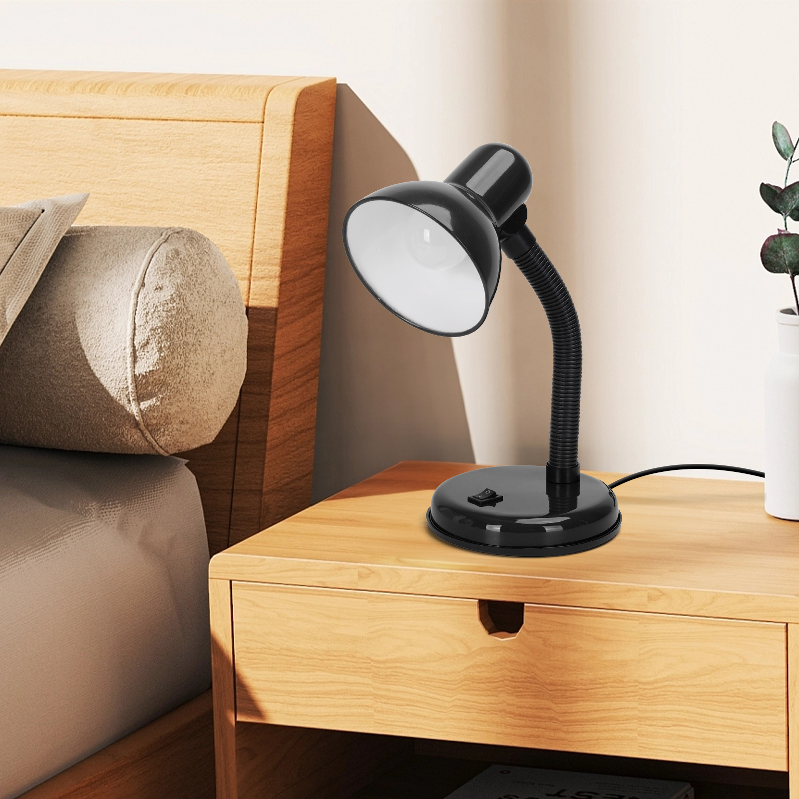  lámpara de mesa para lectura ajustable 360°, compatible con bombillas de casquillo E27, ideal para oficina o lectura, Aigostar