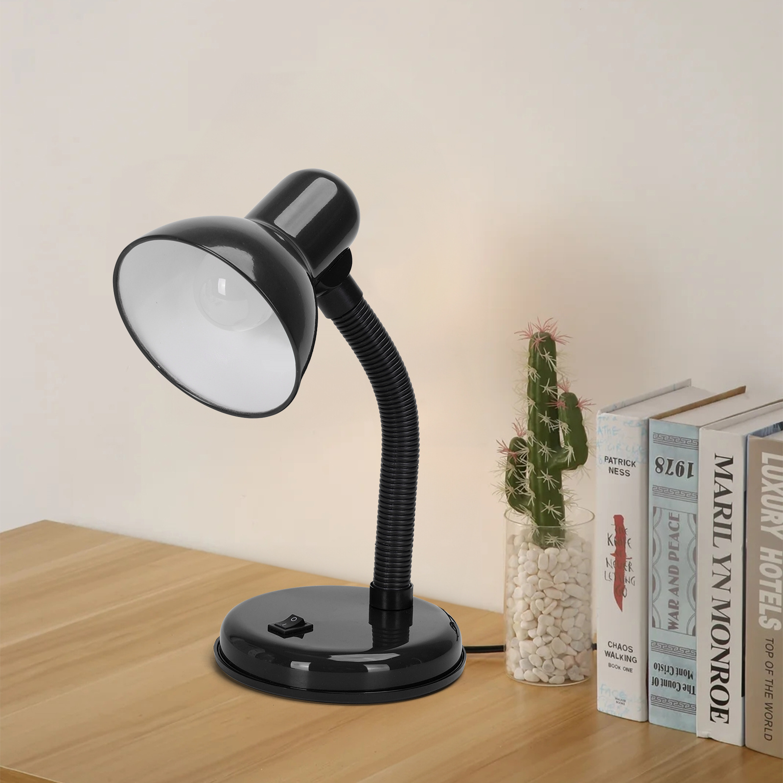  lámpara de mesa para lectura ajustable 360°, compatible con bombillas de casquillo E27, ideal para oficina o lectura, Aigostar