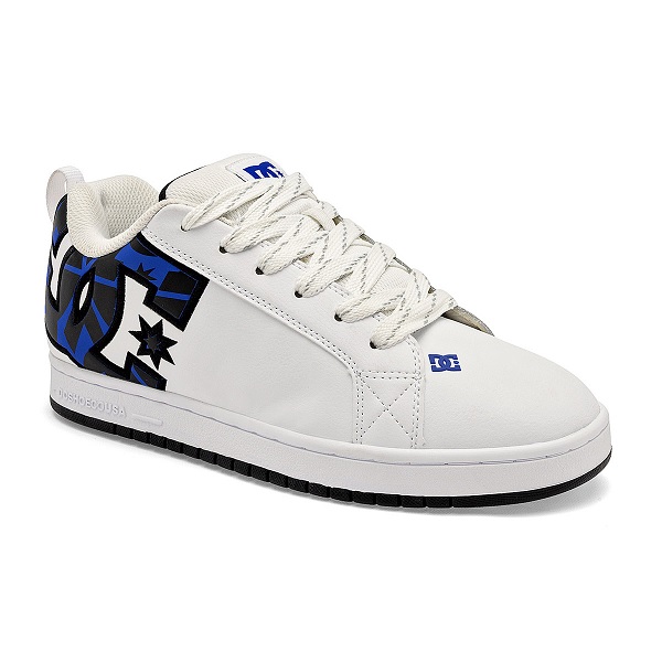 Tenis DC Shoes Court Graffik Blanco/negro/azul Hombre Tallas #25 al #29