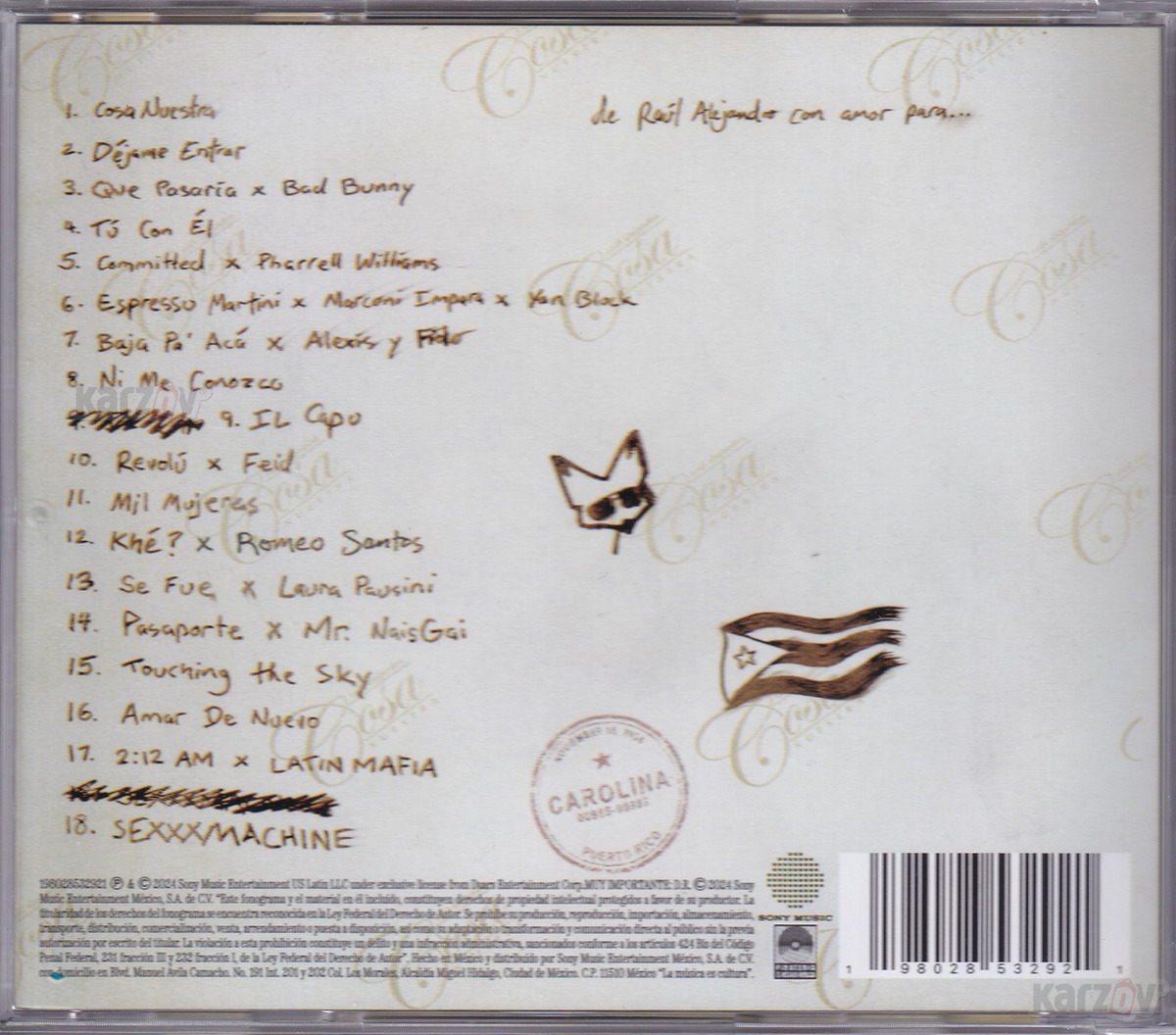 Rauw Alejandro Cosa Nuestra Disco Cd