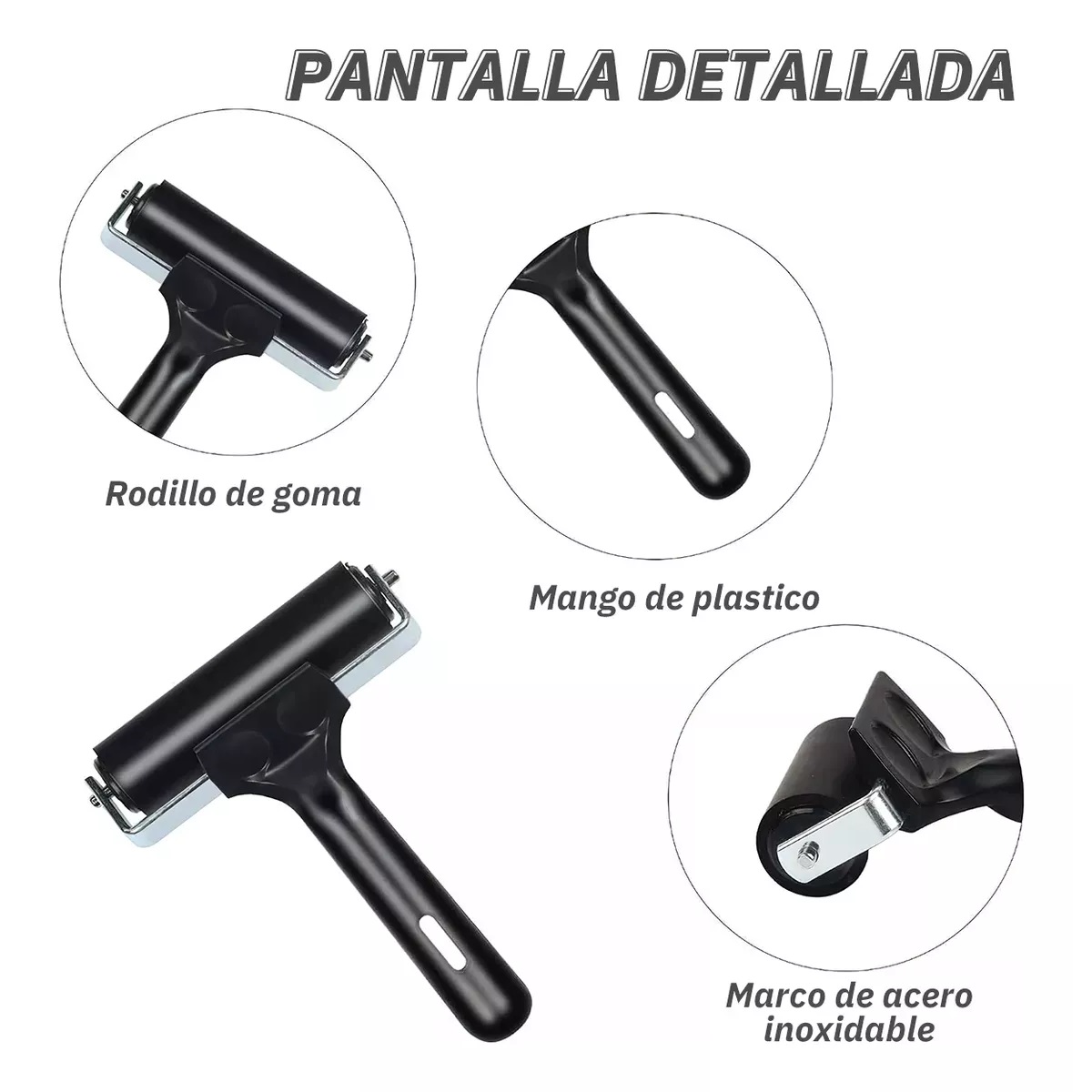 3pcs Rodillo Hule Suave Atl 6-15cm Grabado Linoleo Entintado