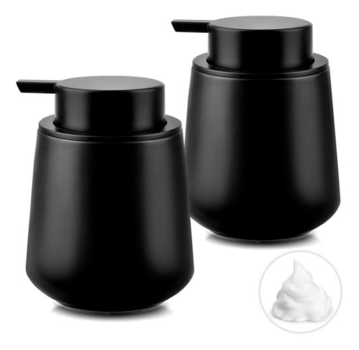 Dispensador De Jabon Líquido 2 Pzs Cerámico De Baño Facial Negro